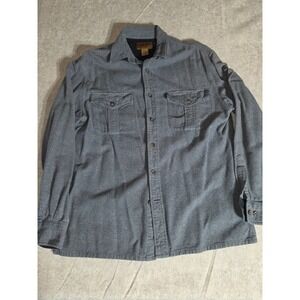 St Johns Bay Mens Small Gray Flannel Shirt Long Sleeve Cotton Button Down Pocket